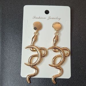 Fashion Jewelry Snake and Moon design in plated gold.🐍🌙